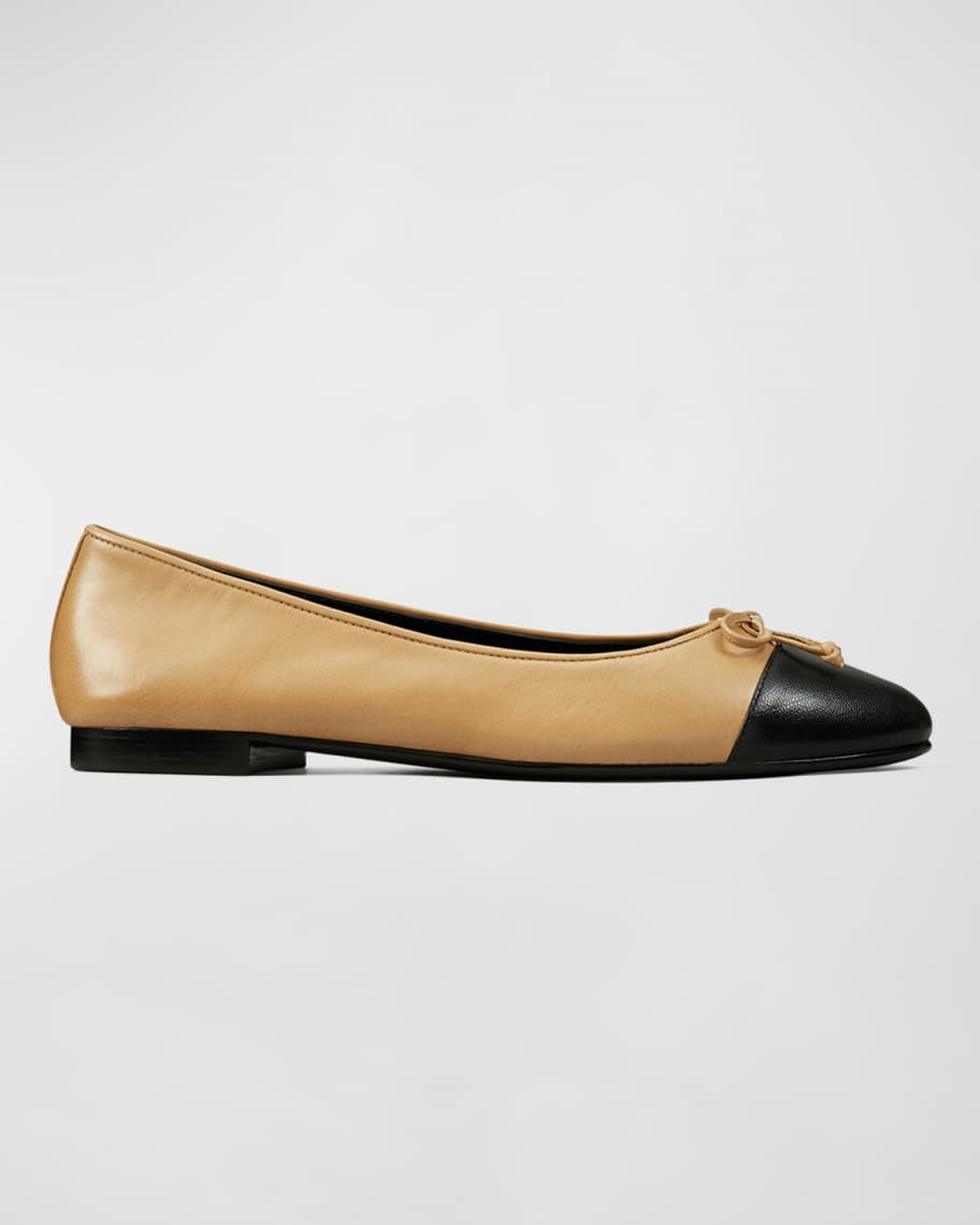 Tory Burch Bicolor Cap-Toe Ballerina Flats | Neiman Marcus