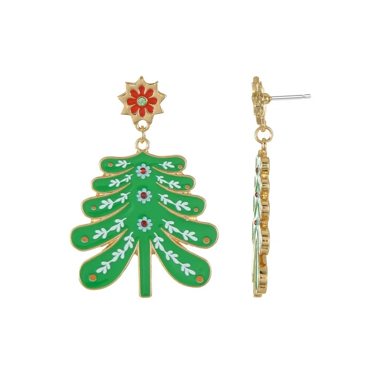 Holiday Time Fashion Christmas Tree Earrings, 1 Pair | Walmart (US)