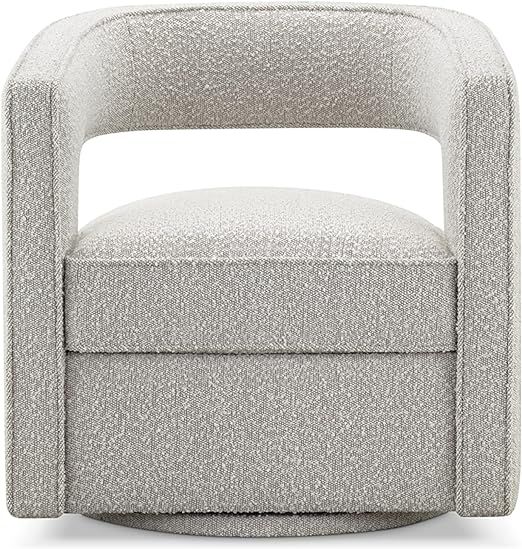 CHERS Ethan Swivel Accent Chair, Boucle Fabric White Upholstered Armchair for Living Room/Bedroom... | Amazon (US)
