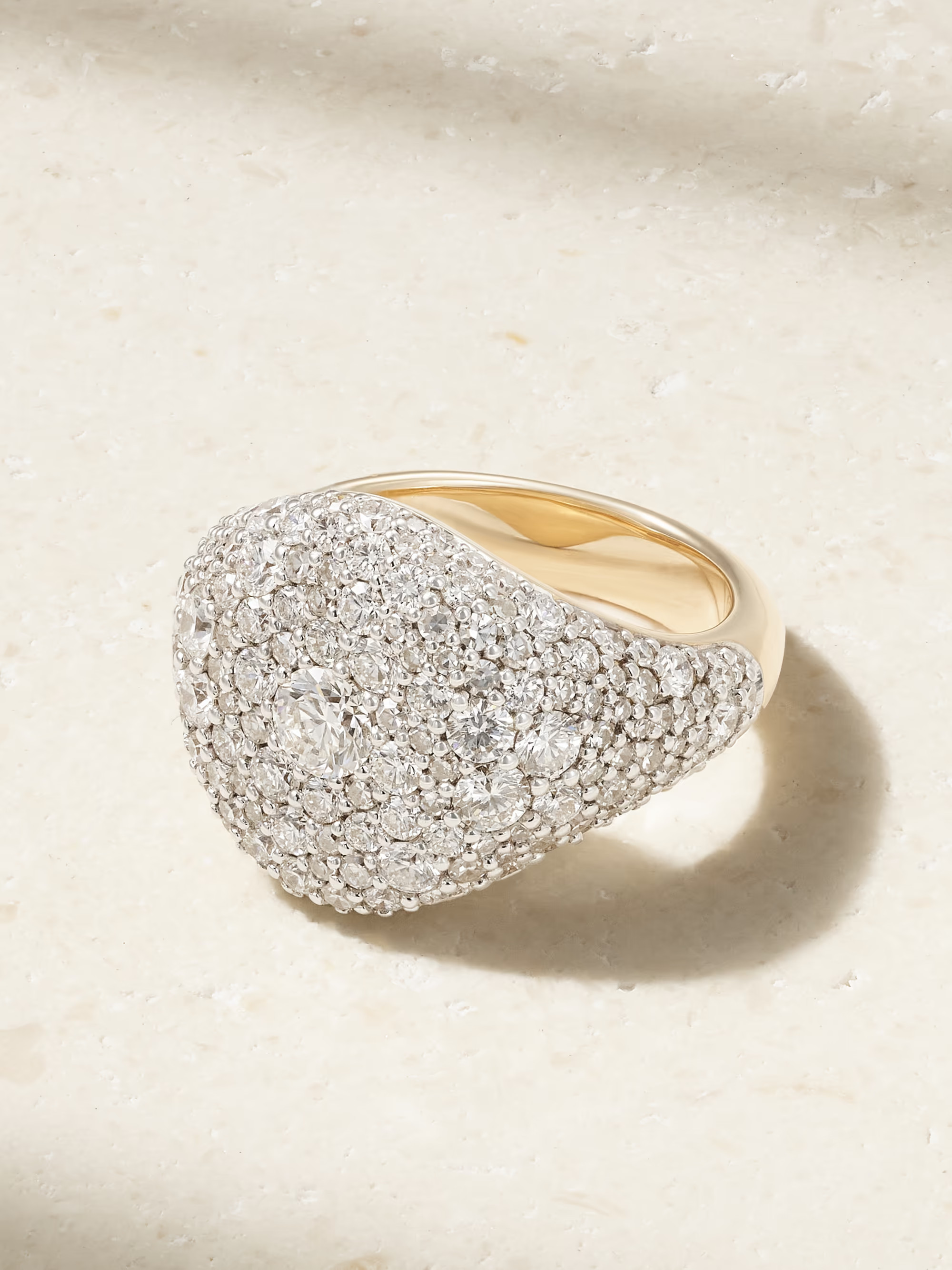 Signature 14-karat gold diamond signet ring | NET-A-PORTER (UK & EU)