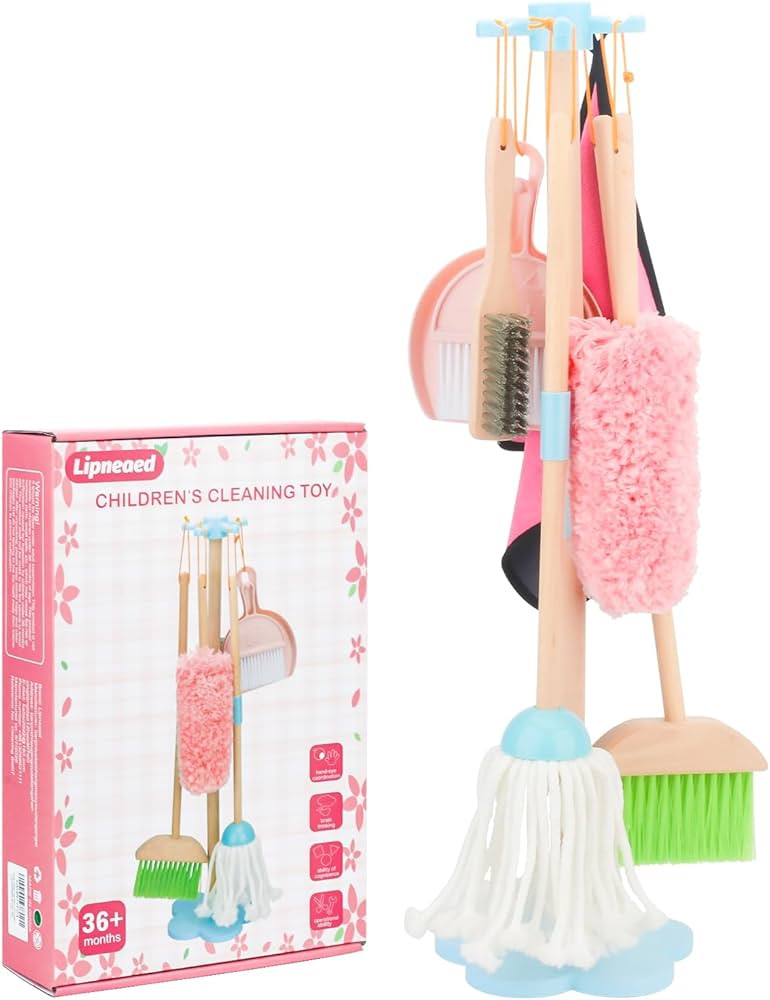 Kids Cleaning Set, Wooden Toddler Broom Set for Housekeeping, 7 Pieces Montessori Cleaning Toys w... | Amazon (US)