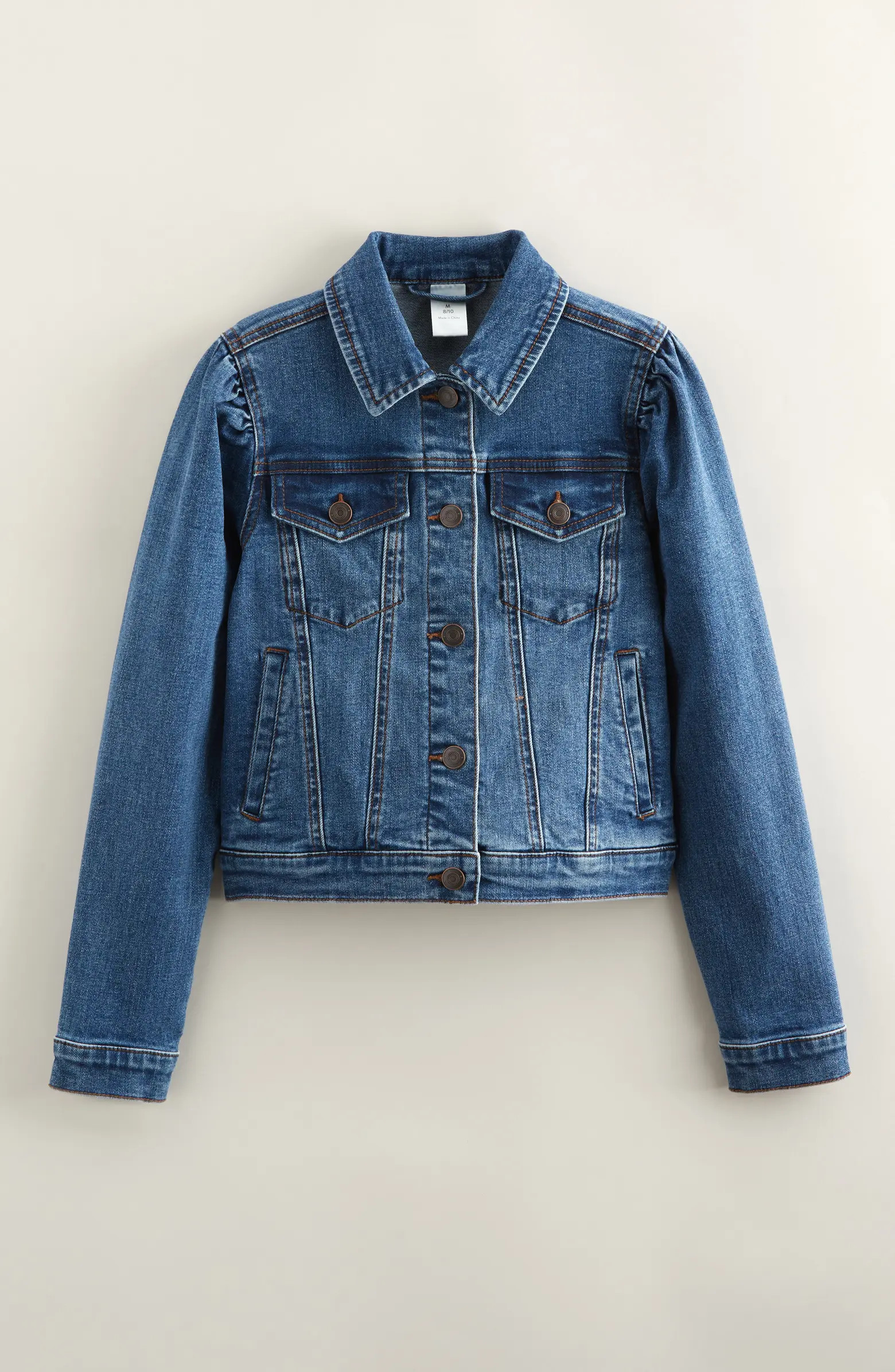 Nordstrom Kids' Puff Shoulder Denim Trucker Jacket | Nordstrom | Nordstrom