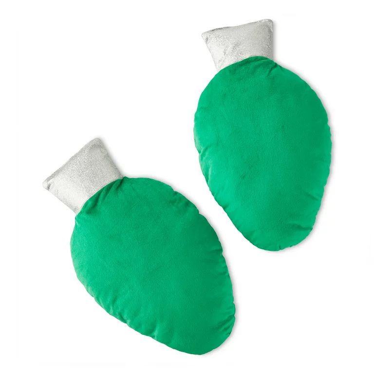 Holiday Time Christmas 15 inch Green C9 Bulb Decorative Pillows Plush, 2-pack | Walmart (US)
