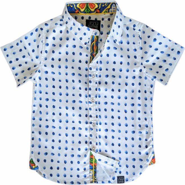 TukTuk Designs | Matching Daddy Shirt Short Sleeves, Watercolor Dots (White, Size Small) | Maisonett | Maisonette