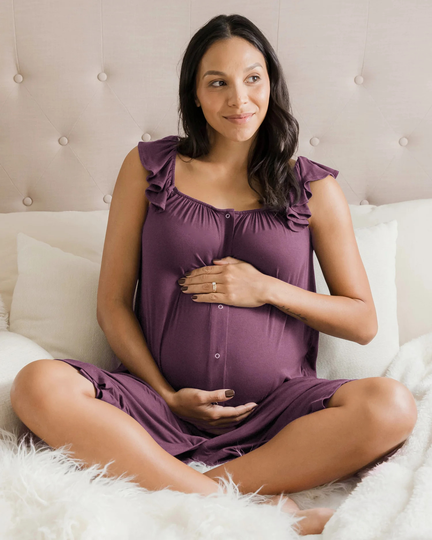 Ruffle Strap Labor & Delivery Gown | Honey - Kindred Bravely | Kindred Bravely