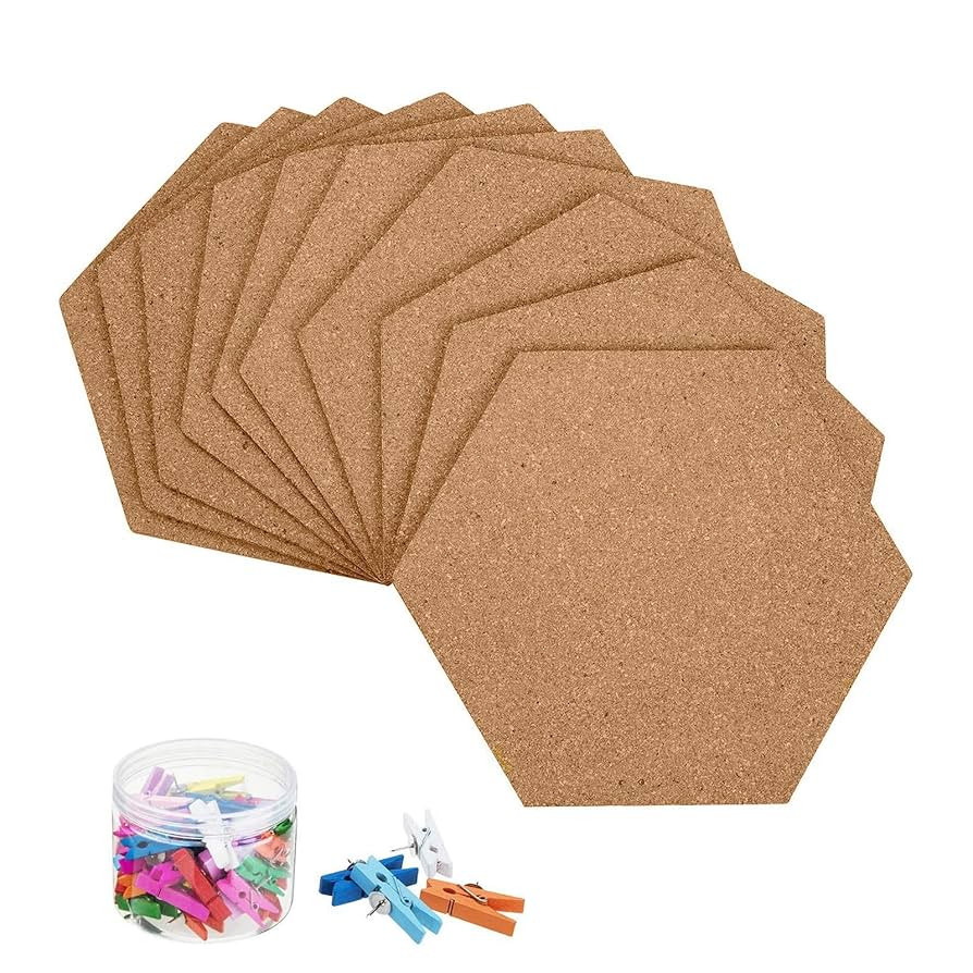 HBlife Hexagon Cork Board Tiles 10 Pack Self-Adhesive Corkboards for Wall Pin Board Decorative Bu... | Amazon (US)