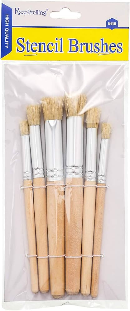 Wooden Stencil Brushes Natural Stencil Bristle pens Dome Art Painting pens Wood Template Brush fo... | Amazon (US)