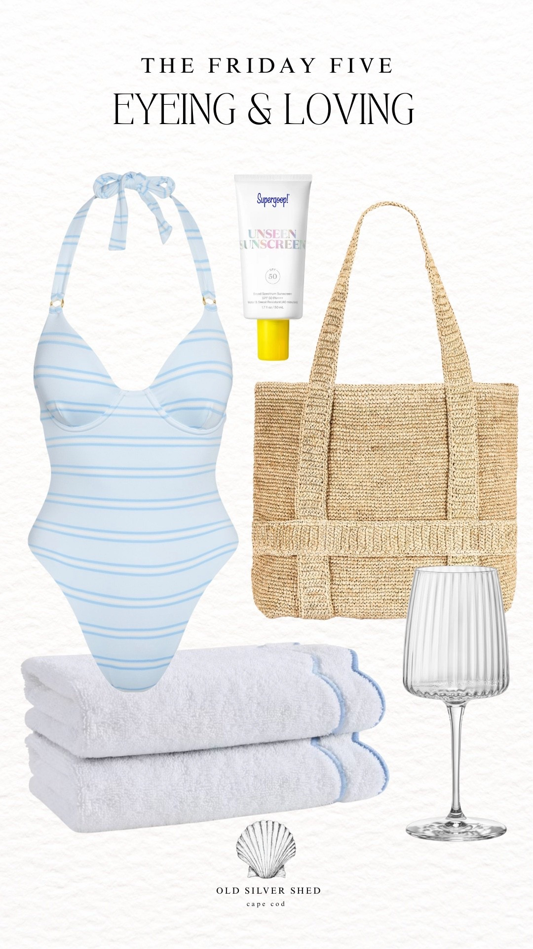 Happy Friday! I’m sharing five finds that I’m currently eyeing and loving. This one piece swimsuit has a subtle striped pattern that would look so chic by the pool or beach. I’m also a big fan of this straw bag and this sunscreen brand. Shop all my picks (and kick your weekend off on the right note!)