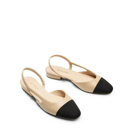 DREAM PAIRS Slingback Ballet Flats for Women Square Cap Toe Low Heel Dress Shoes Comfortable Work Flats for Office Party Wedding Business Casual | Walmart (US)