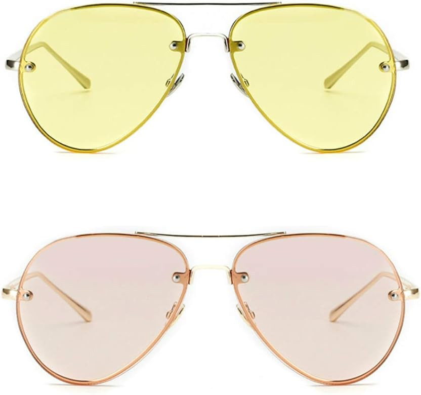 Freckles Mark Oversized Aviator Sunglasses Vintage Retro Gold Metal Frame Colorful Lenses 62mm | Amazon (US)