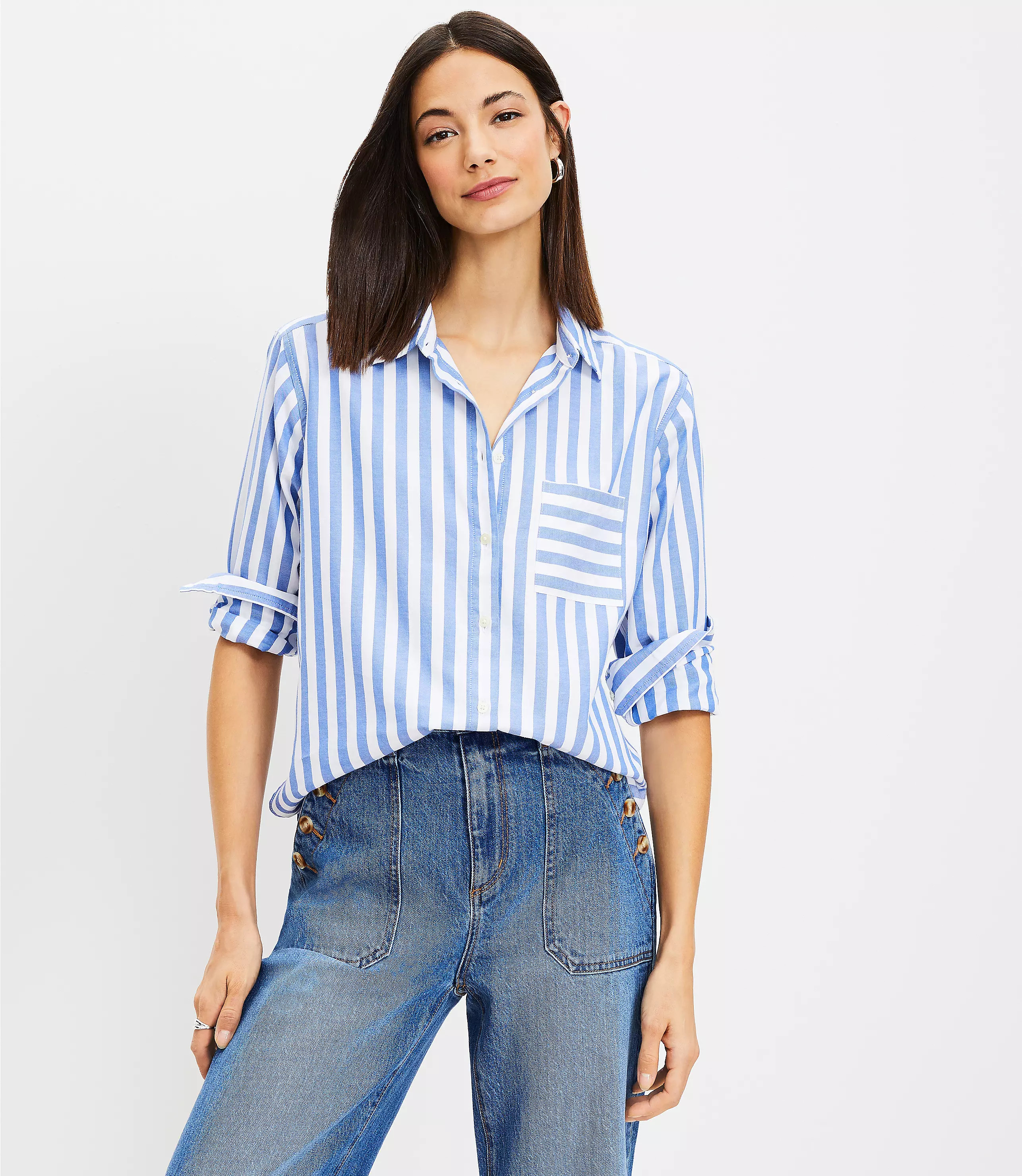 Petite Striped Relaxed Everyday Shirt | LOFT