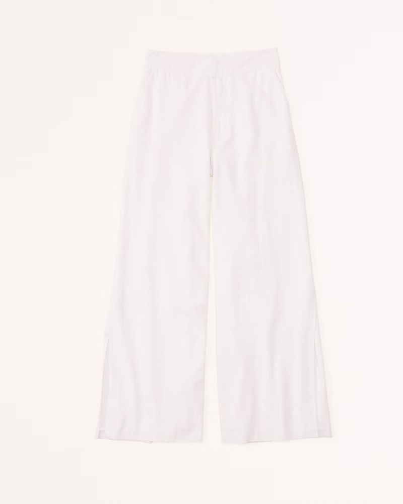 Women's Split-Hem Linen Ultra-Wide Leg Pants | Women's | Abercrombie.com | Abercrombie & Fitch (US)