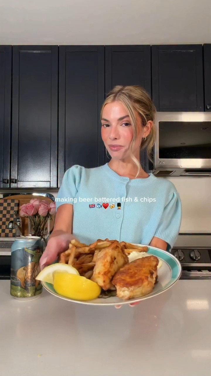 Beer-battered fish & chips with @crazymountain 🍻

Ingredients

3 cod fillets

For the batter:
3/4 cup all-purpose flour
1/2 cup Crazy Mountain Non-Alcoholic Beer
1 egg, beaten

For the coating:
1/4 cup all-purpose flour
1 1/2 tbsp cornstarch
1/2 tsp baking soda
1/2 tsp paprika
1 tsp kosher salt
1/4 tsp black pepper
Pinch of cayenne

Cooking spray

Directions
1. Preheat the air fryer to 400°F.
2. Whisk together the batter ingredients until smooth.
3. In a separate bowl, combine the coating ingredients.
4. Dip each cod fillet in the batter, then coat in the dry mixture.
5. Place in a greased air fryer basket and spray generously with olive oil.
6. Air fry for 10–12 minutes, flipping halfway and spraying again, until crispy and golden.
7. Serve with lemon wedges, french fries, and tartar sauce. 

 #easyrecipes #crazymountainpartner #dinnerideas #LTKfoodie