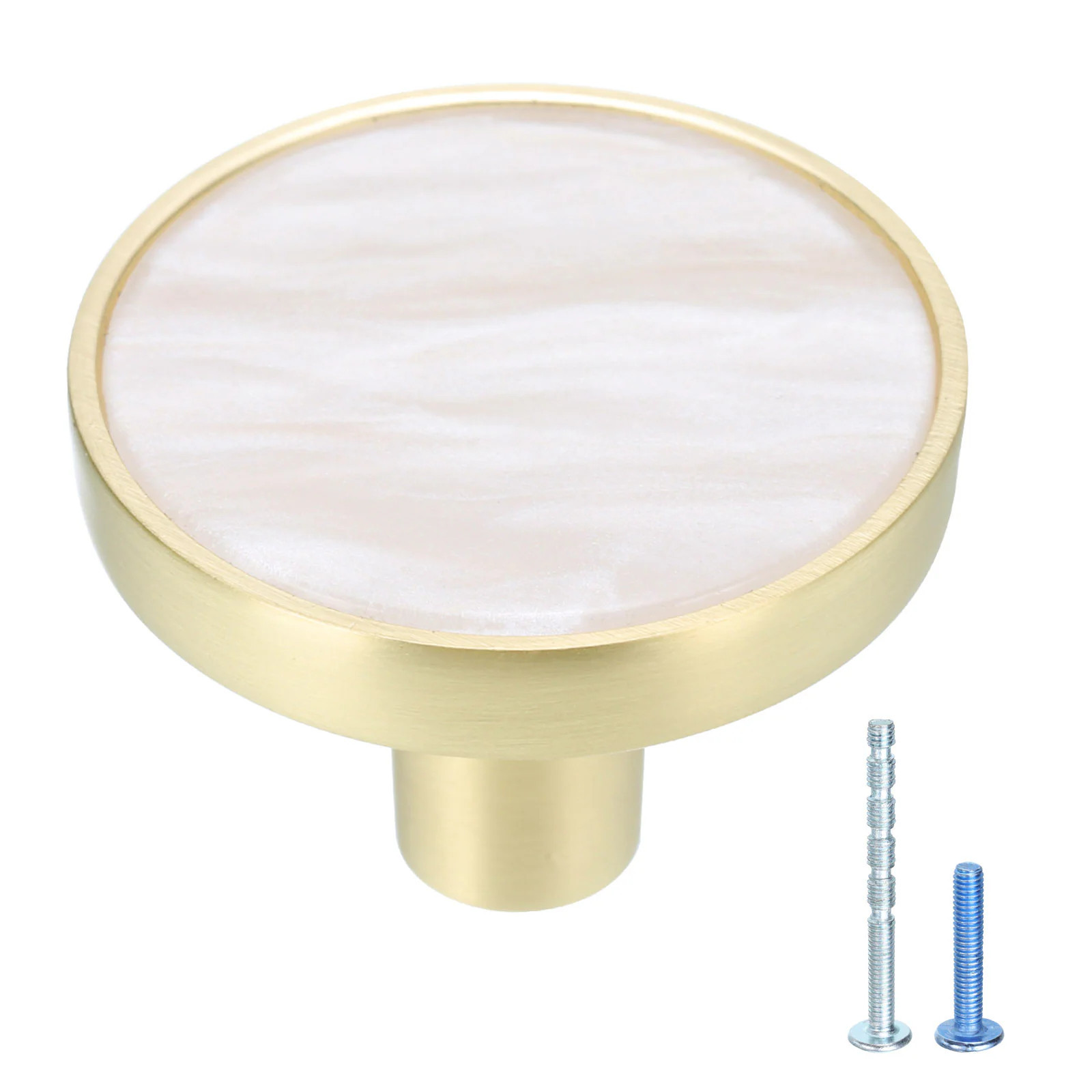 Unique Bargains 10pcs 1-1/4 Inch Gold Kitchen Cabinet Knobs with Marble Shelf Stickers for Dressers Brushed Brass Drawer Knobs Door Knobs Cabinet | Lowe's