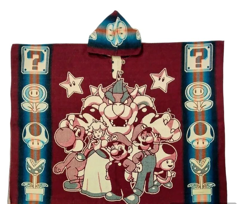 Mario Bros poncho, unisex anime poncho, alpaca wool hooded poncho, includes Bowser Luigi Yoshi. S... | Etsy (US)