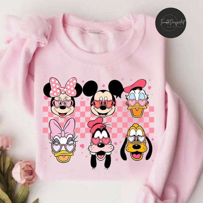 Mickey and Friends Checkered Disney Valentine Shirt, WDW Disneyland Happy Valentine's Day Gift, D... | Etsy (US)
