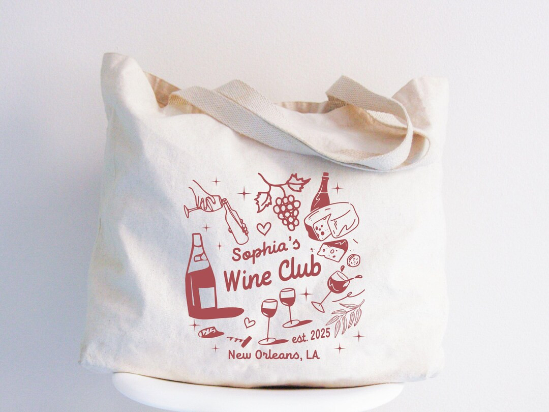 Custom Wine Club Bachelorette Canvas Tote Bag, Winery Bridal Party Bag, Bride Tote Bag, Bachelore... | Etsy (US)