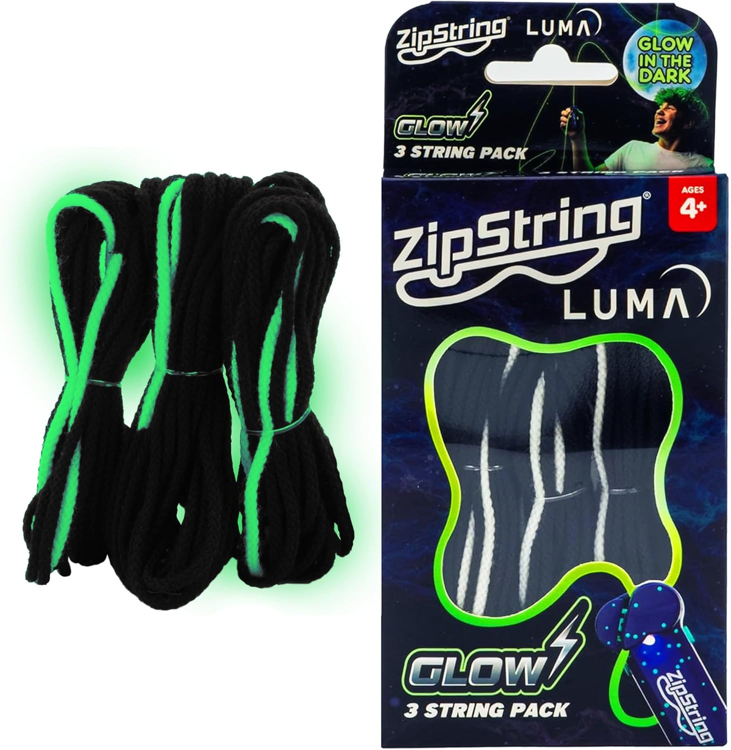 ZipString Lightning Luma Replacement Strings for Rope Launcher Toy – Pack of 3 – UV Reactive ... | Amazon (US)
