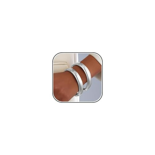AYWFCBF Silver Bracelets for Women, Trendy Silver Bangles Stack 2pcs Hinged Open Cuff Silver Bracelet Jewelry for Women | Amazon (US)