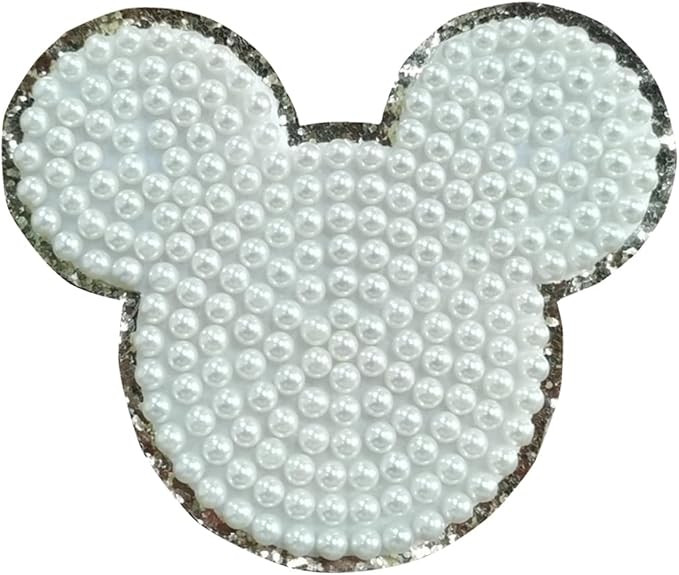 Bling Rhinestone Ivory White Pearls Patches, Self Adhesive Sticker Iron On Patches, 3.5'' Height ... | Amazon (US)
