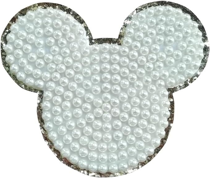 Bling Rhinestone Ivory White Pearls Patches, Self Adhesive Sticker Iron On Patches, 3.5'' Height ... | Amazon (US)