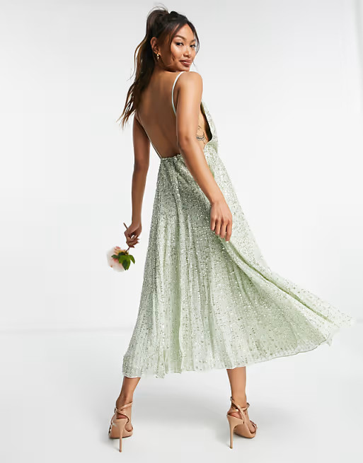ASOS EDITION embellished cami midi dress in sage green | ASOS | ASOS (Global)