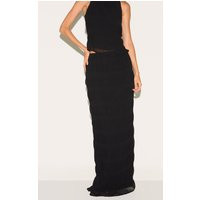 Black Chiffon Textured Maxi Skirt | PrettyLittleThing US