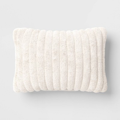Channeled Faux Fur Lumbar Throw Pillow Ivory - Room Essentials™ | Target