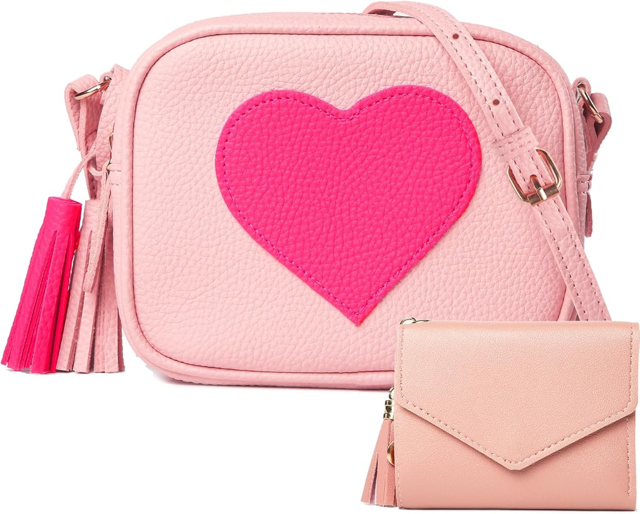 PRLINJSK Little Girls Purse, Kids Heart Purse, Cute Crossbody Bag with Small Teens Girls Wallet G... | Amazon (US)