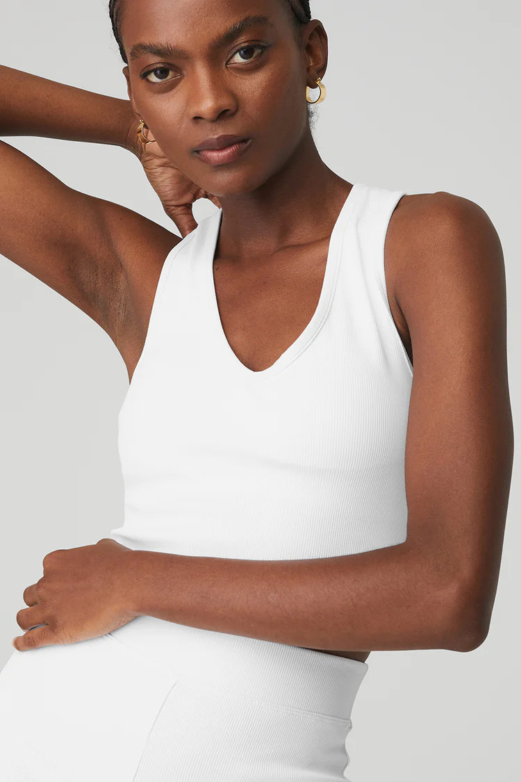 Goddess Ribbed Cropped Racerback Tank | Alo Yoga (US)