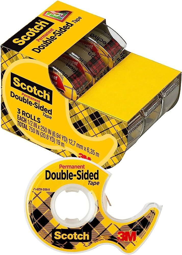 Amazon.com : Scotch Double Sided Tape, Great for Gift Wrapping, Permanent, 1/2 in x 250 in, 3 Dis... | Amazon (US)