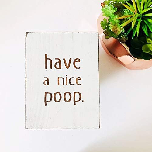 Etch & Ember Funny Bathroom Signs - Have a Nice Poop - Farmhouse Style Decor - Rustic Wood Sign - 5. | Amazon (US)