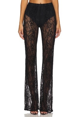 Good American Lace Flare Pant in Black001 from Revolve.com | Revolve Clothing (Global)