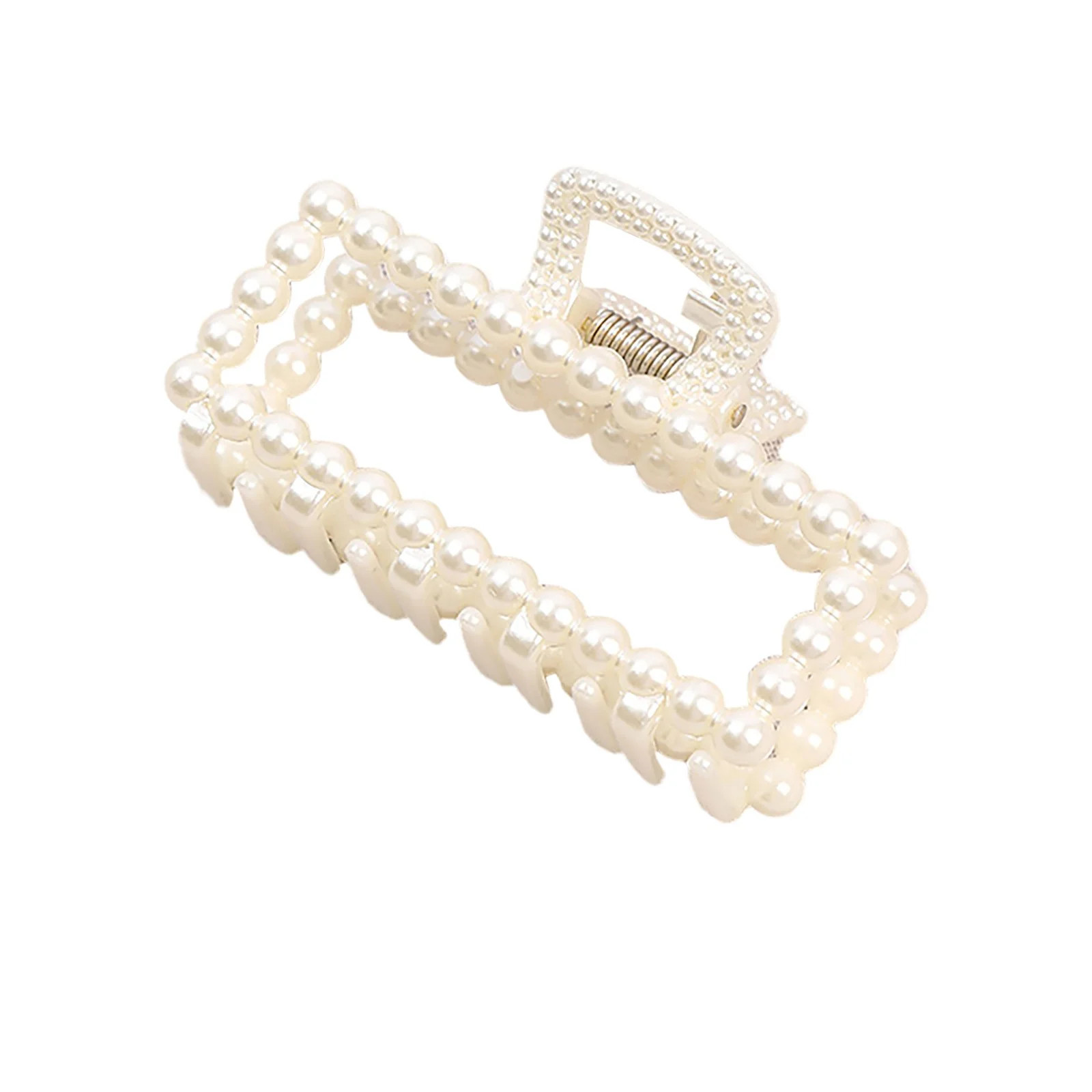 Jpgif Large Pearl Hair Claw Clips White Hair Clips Thick Long Hair Jaw Clips Barrettes | Walmart (US)