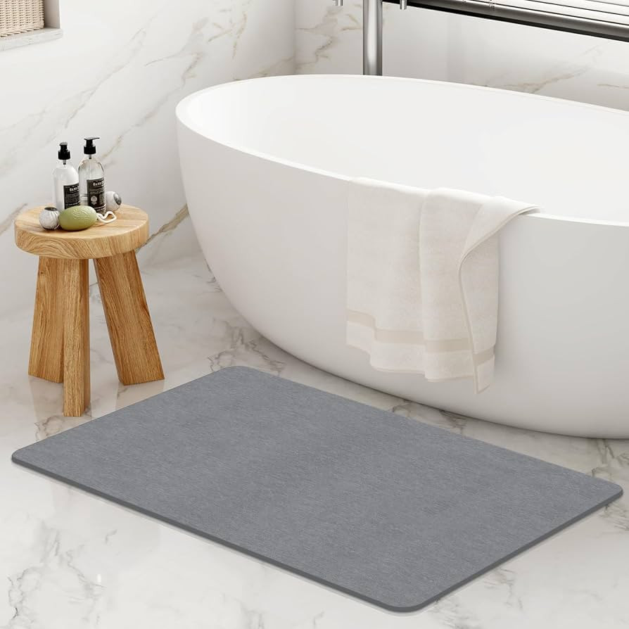 Extra Large Stone Bath Mat, 32''x20'' Non-Slip Diatomaceous Earth Stone Bath Mat, Super Absorbent... | Amazon (US)