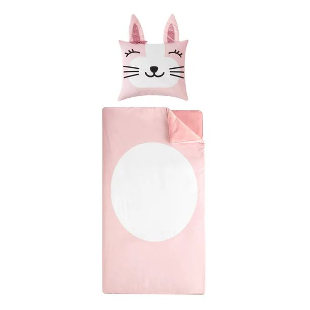 Pink Bunny Sleeping Bag with Figural Pillow for Kids by Heritage Club - Walmart.com | Walmart (US)