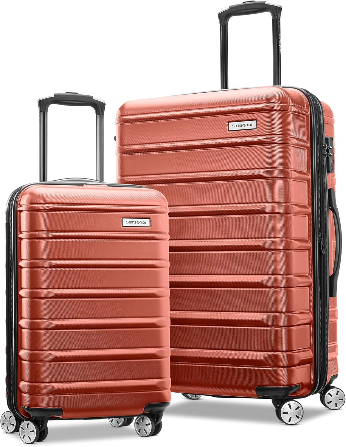 Samsonite Omni 2 Hardside Expandable Luggage with Spinner Wheels, 2-Piece Set (19/24), Brick Oran... | Amazon (US)