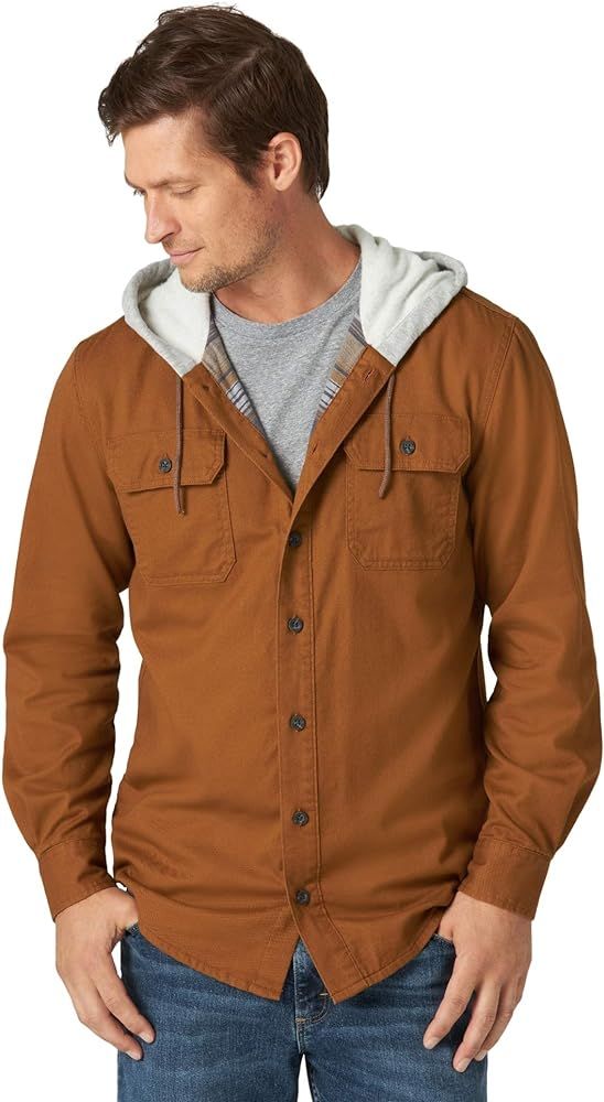 Wrangler Authentics Men’s Hooded Flannel Lined Twill Shirt | Amazon (US)
