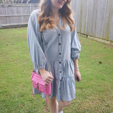 Target tiered denim dress with Converse and my little pink redyed mini MAC bag that I've been wearing with everything lately 💕💙

#LTKaustralia #LTKitbag