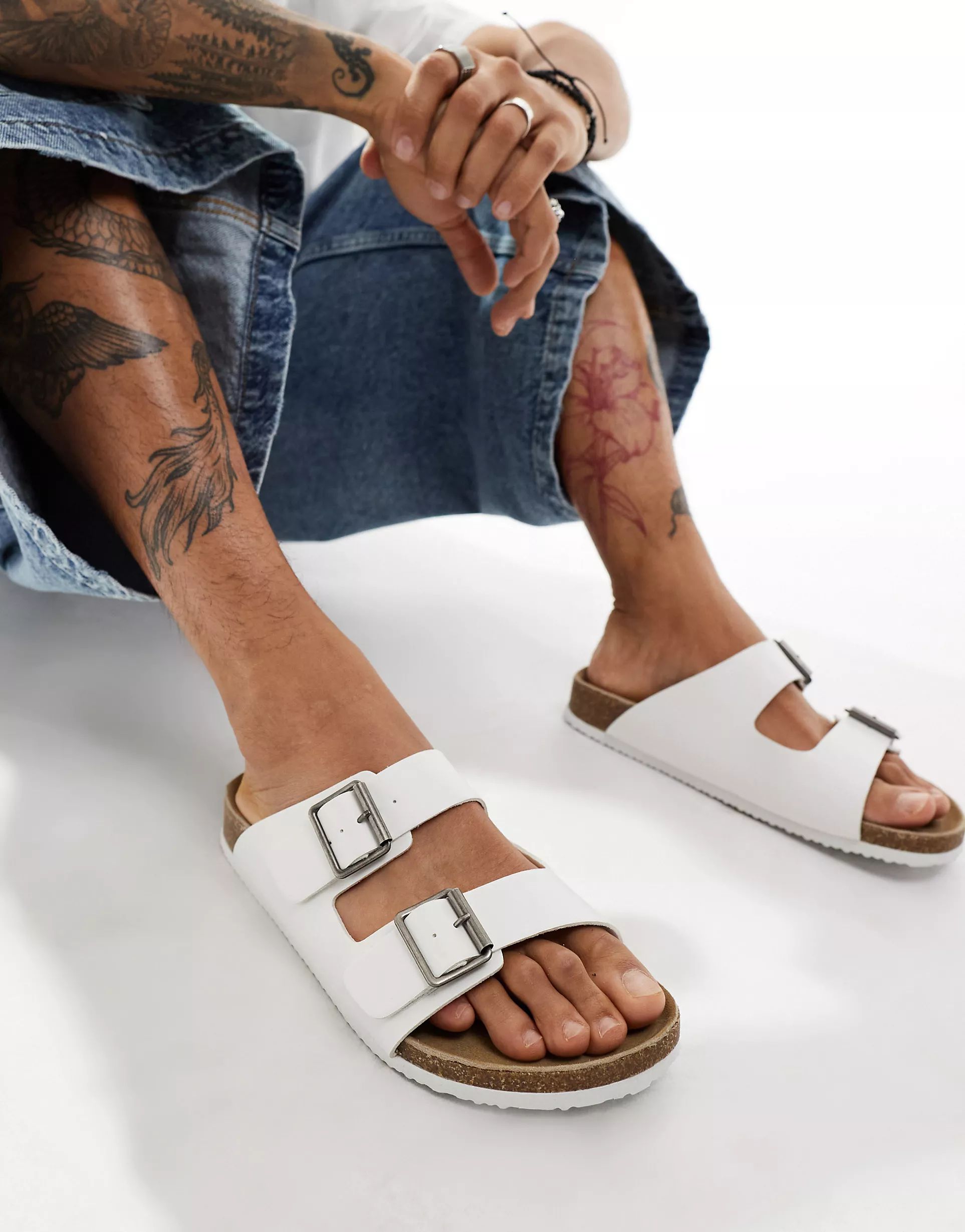ASOS DESIGN two strap sandals in white | ASOS (Global)