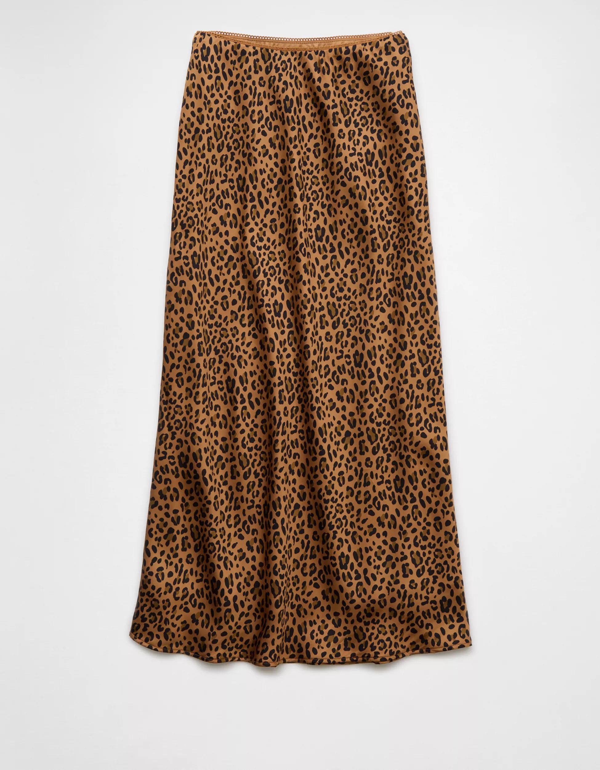 AE High-Waisted Satin Look Midi Slip Skirt | American Eagle Outfitters (US & CA)