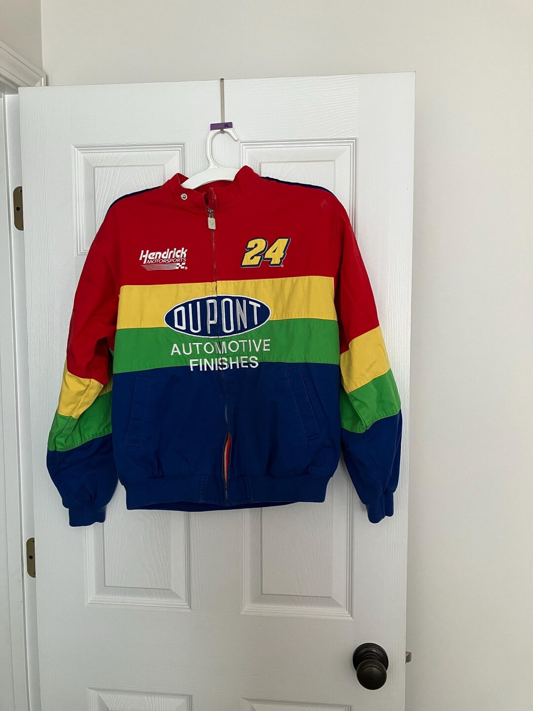 Vintage 90s Jeff Gordon Dupont Rainbow Nascar Jacket Sz L Chase Authentic | Etsy (US)