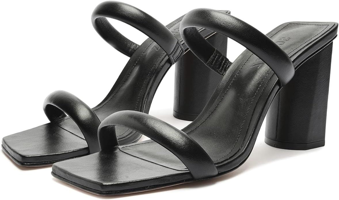 SCHUTZ Women's Ully Double Strap Slip-On Heeled Sandal | Amazon (US)