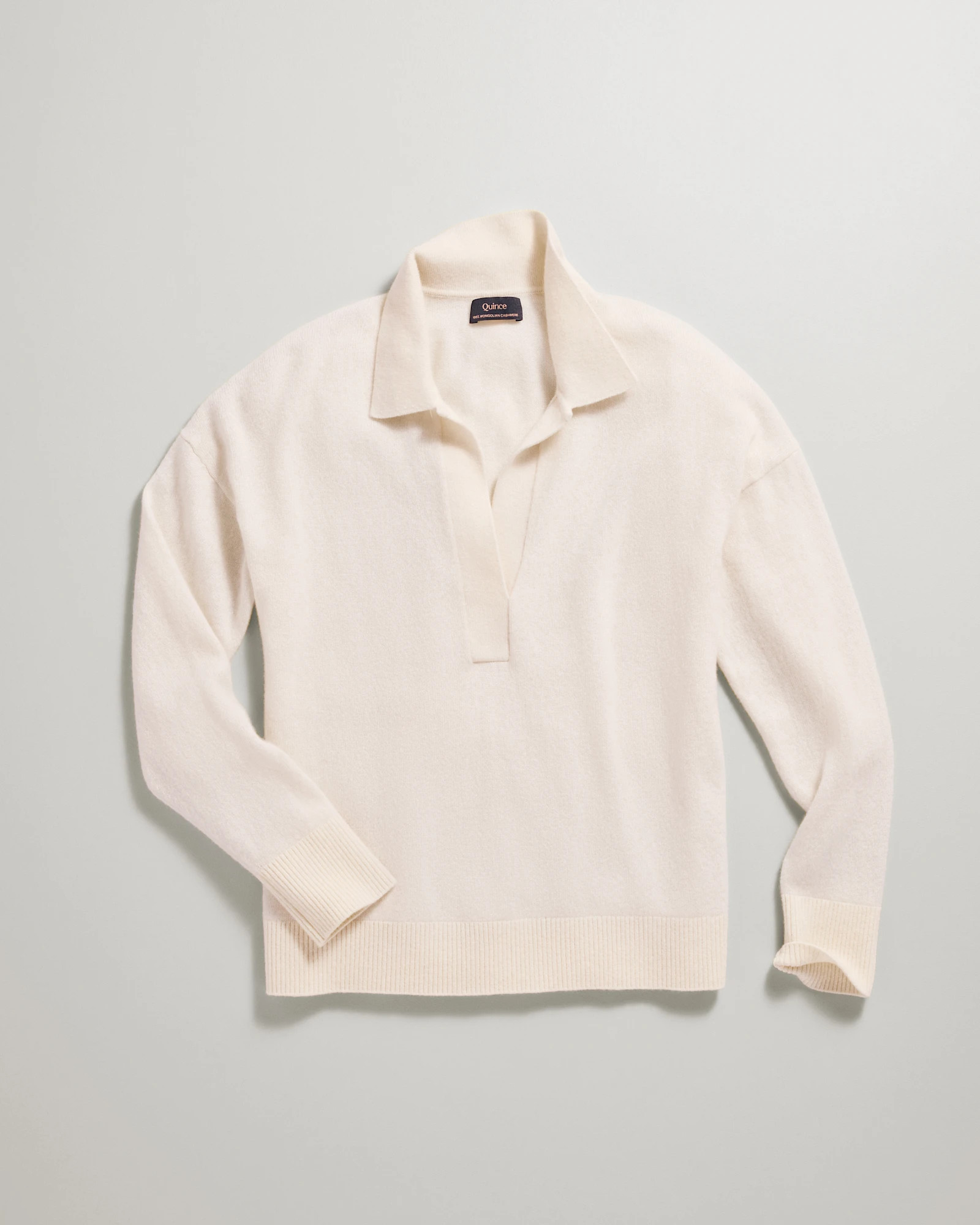 Quince | Women's Mongolian Cashmere Polo Sweater in Black, Size Small | Quince