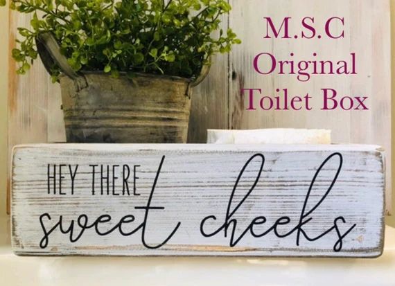 Bathroom toilet storage box - toilet paper holder caddy - hey there sweet cheeks -back of toilet ... | Etsy (US)