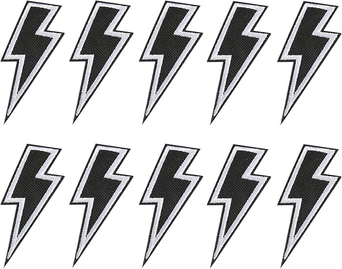 10 Pcs Black Lightning Iron-on Patch Sew-on Flash Appliques Embroidered Patches Lightning Patch E... | Amazon (US)