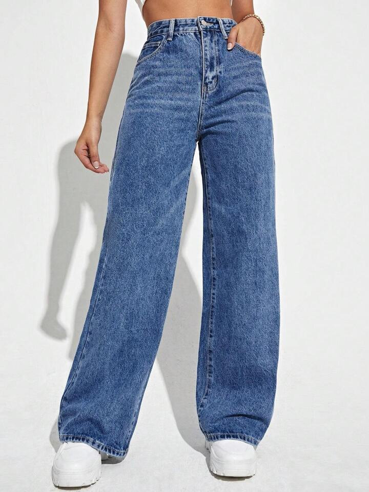 SHEIN EZwear High Waist Wide Leg Jeans | SHEIN