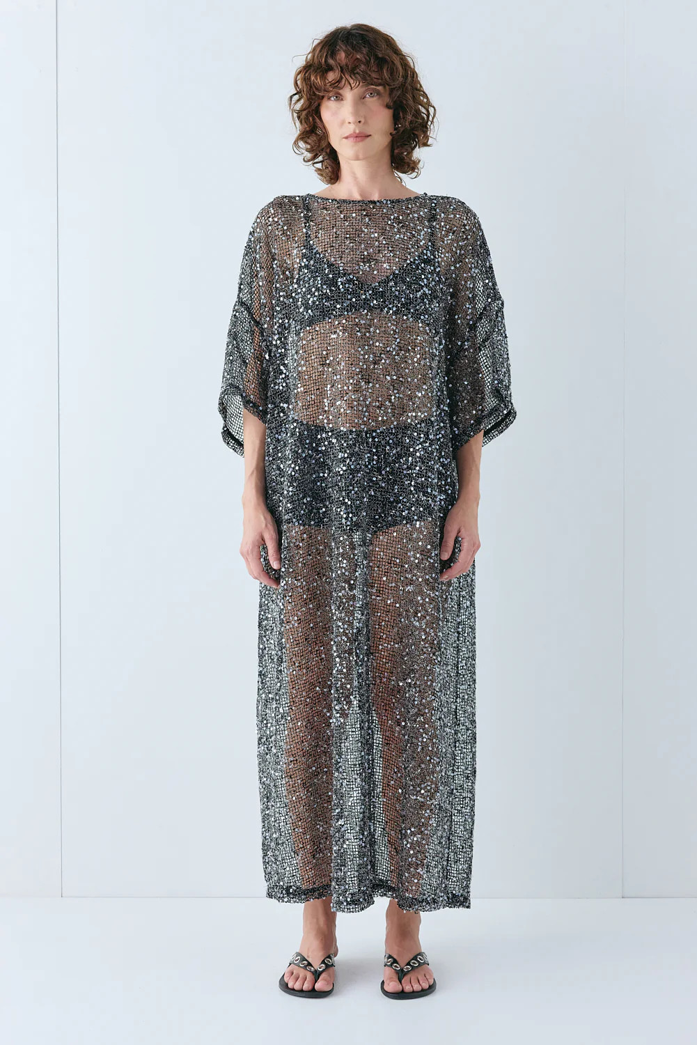 Ivette Sequin Midi Dress Black | VRG Grl