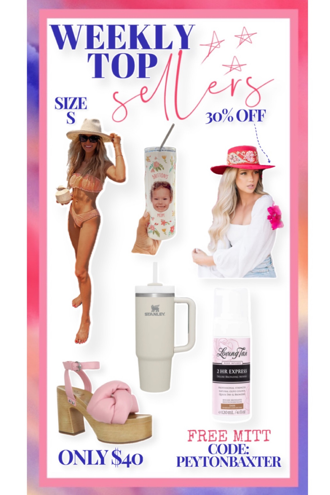 Weekly top sellers - orange gingham swim (size S), my hats n roses hat 30% off, loving tan (code:PEYTONBAXTER), $40 Walmart shoes, and personalized tumbler!

#LTKstyletip #LTKSeasonal #LTKunder50