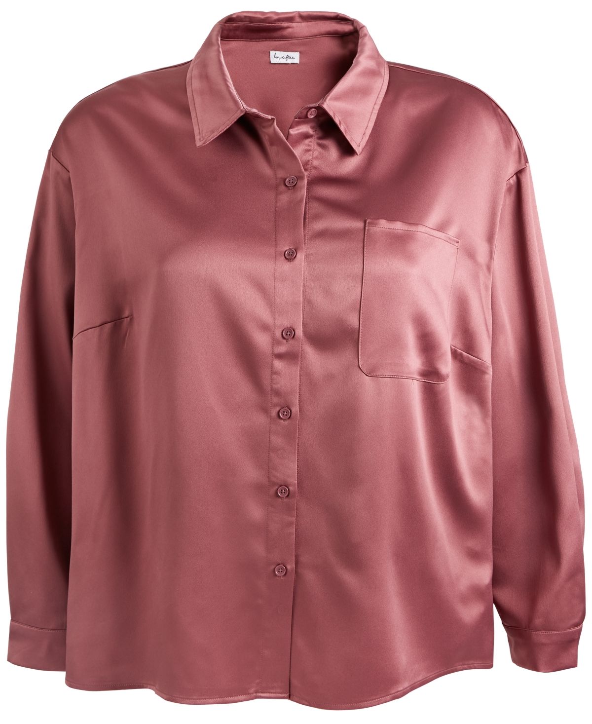 Love, Fire Trendy Plus Size Hammered-Satin Button-Down Blouse | Macys (US)